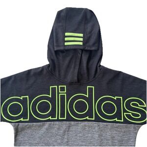 Adidas Youth Sweatshirt Large 14-16 Hoodie Pullover Black Gray Green Neon